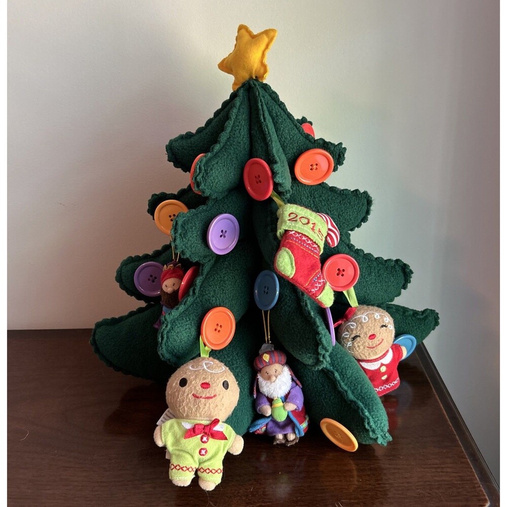 Hallmark My First Christmas Tree Felt Plush Buttons Keepsake Kids W/ 5 Ornaments